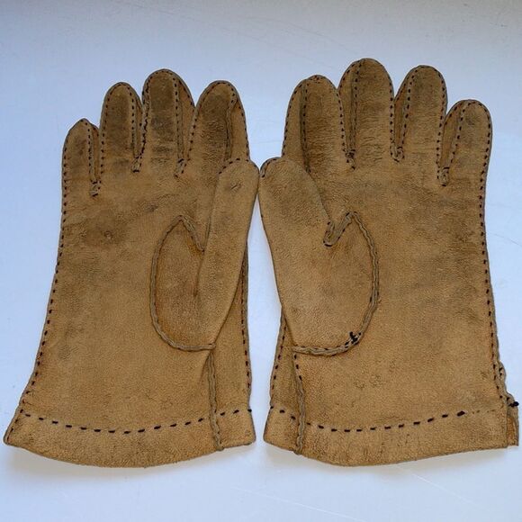 Vintage Hansen tan suede leather gloves - Picture 4 of 7